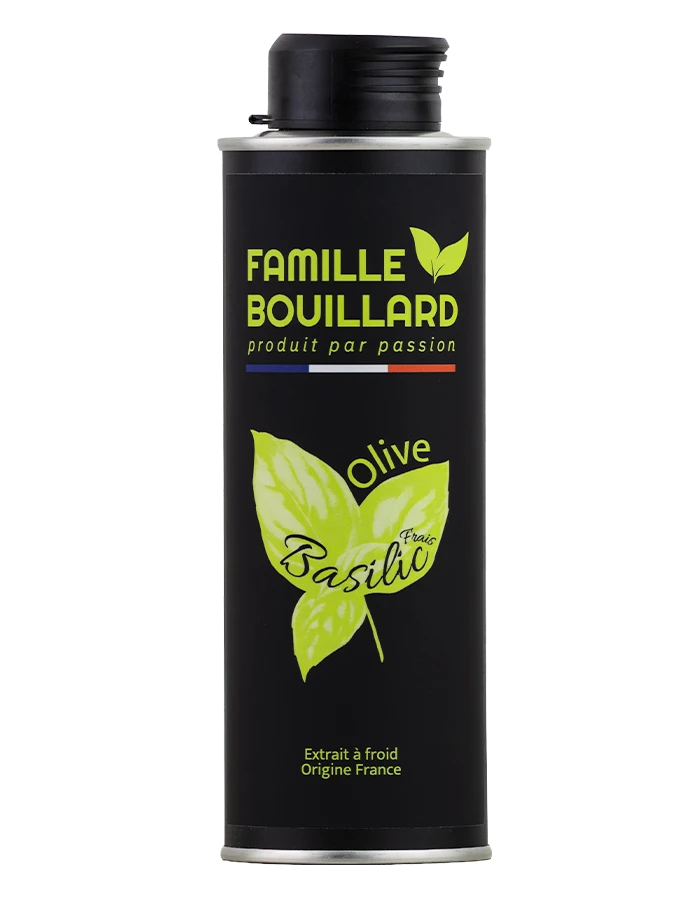 Huile d'olive au basilic frais