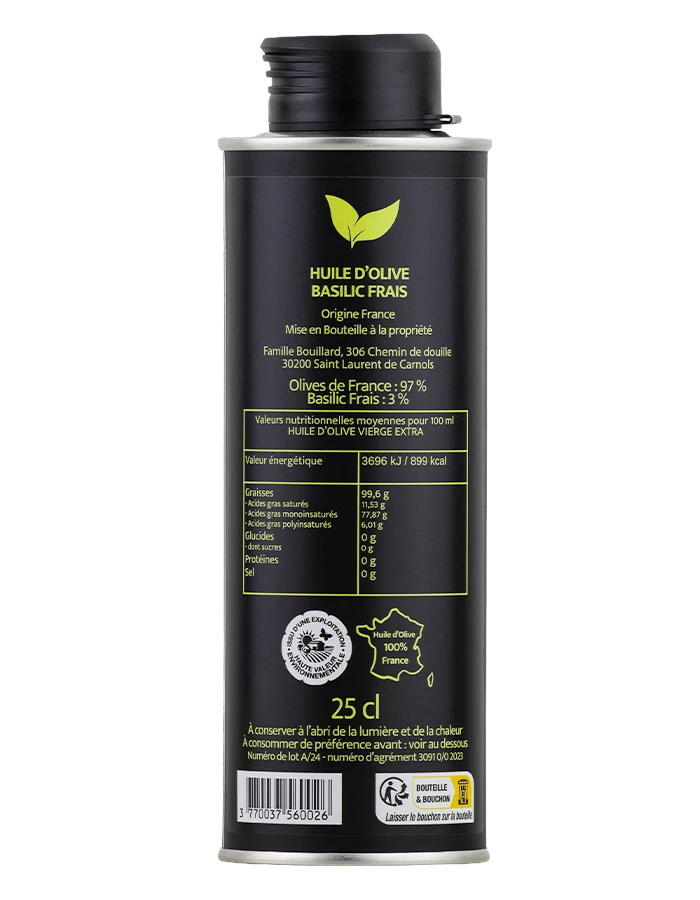 Huile d'olive au basilic frais – Image 2
